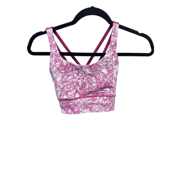 131. Lululemon Energy Bra *Long Line Floral Bloom White Star Ruby / Star Ruby - Picture 7 of 8